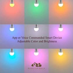 Hamilton Hills LED Multi Color Smart Bulb - Alexa Certified Standard Universal A19 E26 Dimmable Color Adjustable Lightbulb WiFi Enabled No Hub Required 3000K White
