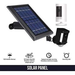 Wasserstein Solar Panel Compatible with Ring Spotlight Cam Battery & All-New Ring Stick Up Cam Battery - Power Your Ring Surveillance Camera continuously with 2W 5V Charging (2 Pack, Black)