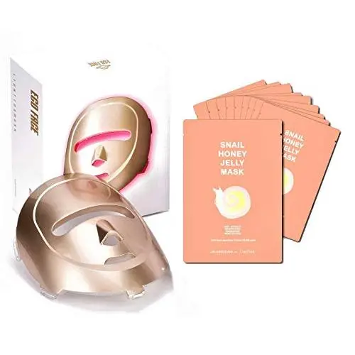 ECO FACE Near-infrared LED Photon Mask for Home LED Therapy - GOLD | 120 LED s (60 Near-infrared & 60 Visible) | Electronic Facial Skin Rejuvenation | Clinically Tested | Best Korean Skin Care