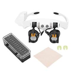 Multifunctional Head Mount LED 21 Combination Magnifier Lighted Headband Magnifying Glass with Replaceable Lens for Inspection Jewelry Clock Electronics Repair Glass Loupe