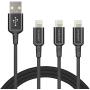 Icseio iPhone Charger Cable 6ft,Long Lightning Cable 3Pack 6Feet Nylon Braided iPhone Cord for iPhone 11 Pro Max X XS XR / 8/8 Plus / 7/7 Plus / 6/6 Plus / 5S / iPad iPod