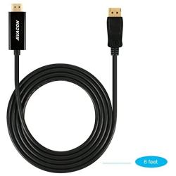 DisplayPort to HDMI 6 Feet Gold-Plated Cable 2 Pack, Avacon Display Port to HDMI Adapter Male to Male Black