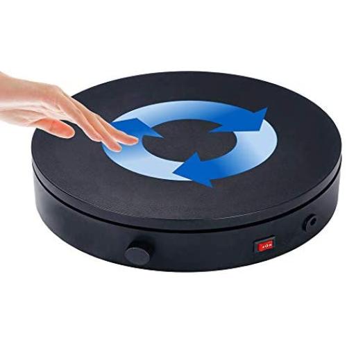 ComXim Professional 360 Degree Photography Turntable for Product Photography, 15.8in(40cm) Diameter,Manual Rotation or Plug-in Rotation,Adjustable Speed and Direction, to dispaly Products (Black)