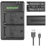 Neewer NP-F550 Battery Charger Set for Sony NP F970,F750,F960,F530,F570,CCD-SC55,TR516,TR716,and More (2-Pack Replacement Battery, Dual Slot Charger)