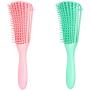 Emoly 2 Pack Detangling Brush for Natural Hair-Detangler for America 3a to 4c Kinky Wavy, Curly, Coily Hair, Detangle Easily with Wet/Dry (Green& Pink)