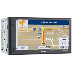 Jensen CMN86 6.8 inch LED Multimedia Touch Screen Double Din Car Stereo |Built-in Navigation | Push to Talk Assistant | Bluetooth | Steering Wheel Control | Front & Rear Camera Inputs | USB & microS