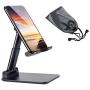 airtrot Portable Cell Phone Stand for Desk, Full Foldable Phone Holder with Adjustable Height and Angle Sturdy and Compatible with All Phones, Switch and Tablets (Smaller Than 9.7 inch), Black