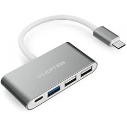 LENTION 4-in-1 USB-C Hub with Type C, USB 3.0, USB 2.0 Compatible 2020-2016 MacBook Pro 13/15/16, New Mac Air/Surface, ChromeBook, More, Multiport Charging & Connecting Adapter (CB-C13, Space Gray)