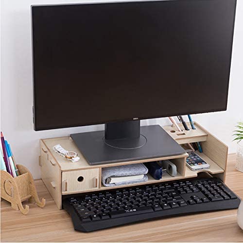 DeHasion Universal Computer Monitor Stand Riser with Storage Organizer Drawers, Desktop,Laptop Stand Riser with Keyboard Storage Space for Home & Office (White)