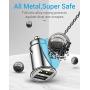 [2-Packs] Cigarette Lighter USB Charger, All Metal Mini Car Charger Adapter 4.8A Fast USB Car Charger 2 Port Flush Fit Compatible with iPhone 12/11pro/x/7/6s, iPad Air 2/Mini 3,Galaxy S10/S9/S8-Silver