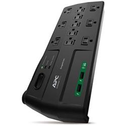 APC Surge Protector with USB Ports, P11U2, 2880 Joule, 6 Cord, Flat Plug, 11 Outlet Power Strip Black