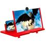 Screen Magnifier -12 Inches 3D HD Cell Phone Magnifying Projector Screen Accessories for Videos, Movies, and Games, Foldable Phone Stand with Screen Amplifier, Compatible with Any Smartphones (Red)