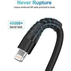 iPhone Charger 6ft, Lightning Cable 6 Foot [MFi Certified 2Pack] Long iPhone Charger Cord,Fast iPhone USB Cord for iPhone 11/11Pro/11Max/ X/XS/XR/XS Max/8/7/6/5S/SE/iPad Mini，More(Black)
