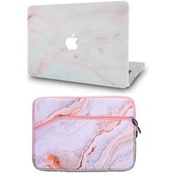LuvCase 2 in 1 Laptop Case Compatible with MacBook Pro 13'' (2016-2021) with Touch Bar A2338 M1/A2251/A2289/A2159/A1989/A1706/A1708 Rubberized Plastic Hard Shell Cover with Sleeve (Pink Marble)