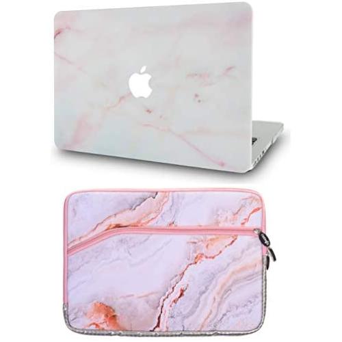 LuvCase 2 in 1 Laptop Case Compatible with MacBook Pro 13'' (2016-2021) with Touch Bar A2338 M1/A2251/A2289/A2159/A1989/A1706/A1708 Rubberized Plastic Hard Shell Cover with Sleeve (Pink Marble)