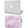 LuvCase 2 in 1 Laptop Case Compatible with MacBook Pro 13'' (2016-2021) with Touch Bar A2338 M1/A2251/A2289/A2159/A1989/A1706/A1708 Rubberized Plastic Hard Shell Cover with Sleeve (Pink Marble)