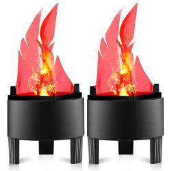 3D LED Fake Fire Flame Lights, 2-Pack 110V Flickering Fire Flame Electronic Flame Night Light Props Simulated Flame Lamp Props for Halloween Christmas Indoor Party Campfire Lamps Decoration