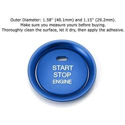 iJDMTOY 2pc Set Blue Aluminum Keyless Engine Push Start Button & Surrounding Decoration Ring Compatible With Mazda 3 6 CX-3 CX-5 CX-9 MX-5 w/Push Start Engine Feature