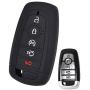 Car Key Fob Skin Cover 2 Pieces Keyless Remote Holder Protector Case Replacement for Ford Fusion 5 Buttons F150 F250 F350 F450 F550 Edge Explorer Mustang F-150 Raptor(Black Blue)