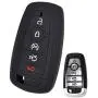 2pcs Black Silicone 5 Buttons Smart Key Fob Cover Keyless Holder Compatible with Ford Mustang 2018 2019 2020 F150 F250 F350 F450 F550 Edge Explorer Expedition (Black Black)