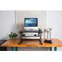 Rocelco 32'' Height Adjustable Standing Desk Converter - Sit Stand Computer Workstation Riser - Dual Monitor Retractable Keyboard Tray Gas Spring Assist - Black (R EADRB2)