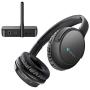 Wireless Headphones for TV Watching with Optical Bluetooth Transmitter, makemate BKM200 Digital TV Headsets, Easy Plug & Charge, up to 165ft Wireless Range, Crystal Stereo for Most TVs - Black