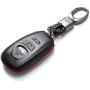 Vitodeco Leather Keyless Remote Smart Key Fob Case Cover with a Key Chain for 2014-2021 Subaru Forester, Impreza, Outback, WRX, BRZ, XV Crosstrek (4-Button, Black/Red)