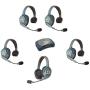 Eartec HUB541 UltraLITE Wireless System - 1 HUB Full Duplex Transceiver, 1 ULDR Dual Ear DECT Headset, 4-Pack of ULSR Single-Ear Remote Headsets