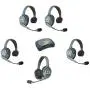 Eartec HUB541 UltraLITE Wireless System - 1 HUB Full Duplex Transceiver, 1 ULDR Dual Ear DECT Headset, 4-Pack of ULSR Single-Ear Remote Headsets