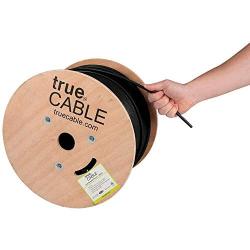 trueCABLE Cat6 Plenum Shielded (CMP), 1000ft, Black, 23AWG Solid Bare Copper, 550MHz, ETL Listed, Overall Foil Shield (FTP), Bulk Ethernet Cable