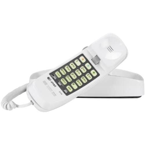 Advanced American Telephones 210WH AT&T 210M Basic Trimline Corded Phone, No AC Power Required, Wall-Mountable, White