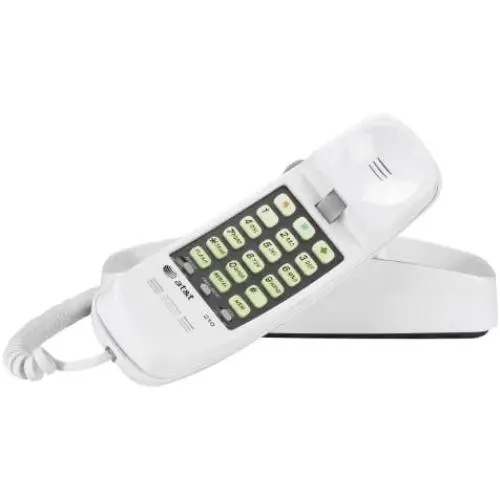 Advanced American Telephones 210WH AT&T 210M Basic Trimline Corded Phone, No AC Power Required, Wall-Mountable, White