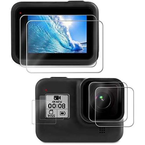 Deyard Screen Protector for GoPro Hero 8, Ultra Clear Tempered Glass Screen Protector + Tempered Glass Lens Protector + HD Front Display Lens Protector Compatible with GoPro Hero 8 Black - 6 pcs