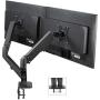VIVO Black Articulating Dual Pneumatic Spring Arm Clamp-on Desk Mount Stand, Fits 2 Monitor Screens 17 to 27 inches with Max VESA 100x100, STAND-V102O