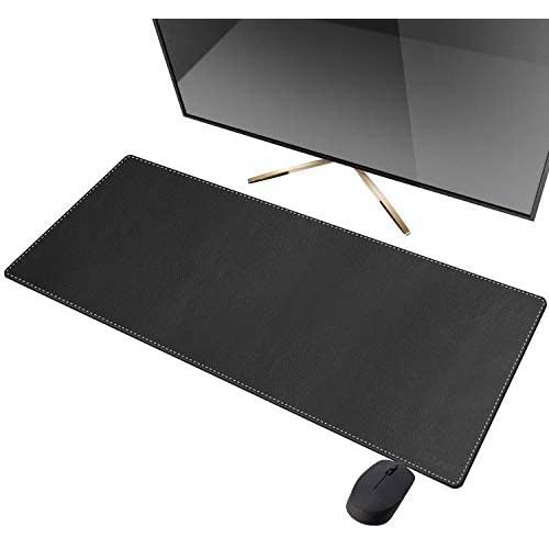 CENNBIE Artificial Leather Desk Mat Pad Blotter Protector, 90x40cm Extended Non-Slip Rectangular, 35.5''x15.5'' Laptop Keyboard Mouse Pad(Black)