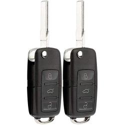 KeylessOption Keyless Entry Remote Control Car Uncut Blade Flip Key Fob for VW NBG010180T (Pack of 2)