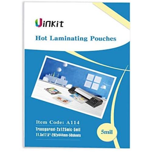 Hot Thermal Laminating Pouches 5Mil - 11.5x17.5 Inches for Sealed 11x17 Photo - 50 Sheets 11.5x17.5 inches Pack, Uinkit 24 Hours Service, 3 Years Warranty