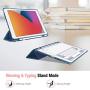 Fintie Case with Pencil Holder for iPad 8th Gen (2020) / 7th Generation (2019) 10.2 Inch - Slim Shell Hard Case with Translucent Frosted Stand Back Cover, Supports Auto Wake/Sleep, Teal