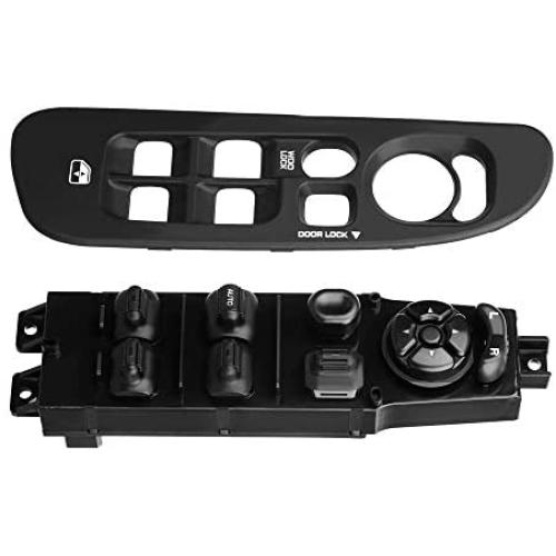 BASIKER Master Power Window Switch and Bezel, Driver Side Window Switch Bezel Replacement for 2002-2010 Dodge Ram 1500/2500/3500, Black