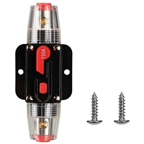 M1A2 Circuit Breaker Switch 150A Waterproof Fuse Inline Holder Resettable Fuse Manual Reset 12V-48V DC for Car Audio RV Home Marine Boat Truck