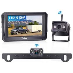 Yakry Y23 HD 1080P Digital Wireless Dual Backup Camera Hitch Rear View Camera for Cars,Trailers,Trucks,RVs,5th Wheels 5Monitor with Highway Monitoring System Super Night Vision