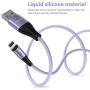 Melonboy Magnetic Charging Cable(3 Pack, 3.3ft/6.6ft/6.6ft) Soft & Tangle-Free Liquid Silicone Cable, 3 in 1 Magnetic Phone Charger Cable Compatible with Type-C, Micro USB and iProduct Devices-Purple