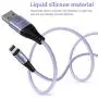 Melonboy Magnetic Charging Cable(3 Pack, 3.3ft/6.6ft/6.6ft) Soft & Tangle-Free Liquid Silicone Cable, 3 in 1 Magnetic Phone Charger Cable Compatible with Type-C, Micro USB and iProduct Devices-Purple