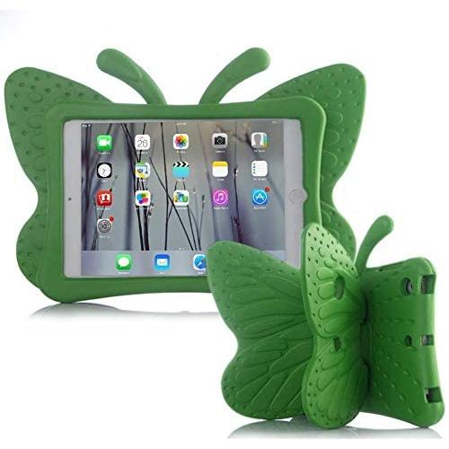 iPad case for Kids, Feitenn 3D Cartoon Butterfly Non-Toxic EVA Light Weight Kid Proof Shockproof case with Kickstand for ipad 5/ ipad 6 /ipad pro 9.7/ New iPad 2017 case (Green)