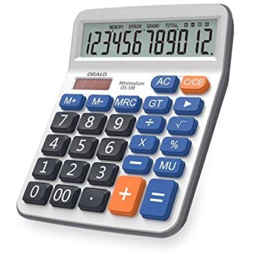 Pendancy Large LCD Display Button Electronic 12 Digits Desktop Minimalist Calculator(5M)