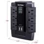 CyberPower CSP600WSU Surge Protector, 1200J/125V, 6-AC Swivel Outlets, 2 USB Charging Ports, Wall Tap Design Black Version