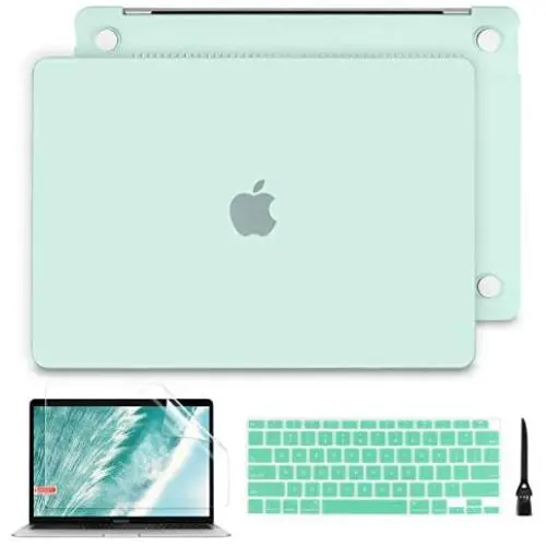 Batianda for MacBook Air 13 Case 2020 2019 2018 A2337 M1A2179 A1932, Plastic Hard Shell Case with Keyboard Cover for Mac Air 13 inch with Touch ID, C-Matte Green
