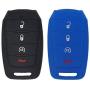 WEIBISS 2 Pack 4 Buttons Smart Rubber Key Fob Remote Cover Keyless Entry Case Holder Protector Skin Compatible with Dodge Ram 1500 2019 2020 OHT-4882056 68401332AA, Black Blue