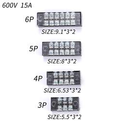 8 Pack (4 Sets) 15A, 3 4 5 6 Positions Dual Row 600V 15A Screw Terminal Strip Blocks with Cover + 400V 15A 3 4 5 6 Positions Pre-Insulated Terminals Barrier Strips