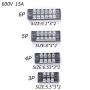 8 Pack (4 Sets) 15A, 3 4 5 6 Positions Dual Row 600V 15A Screw Terminal Strip Blocks with Cover + 400V 15A 3 4 5 6 Positions Pre-Insulated Terminals Barrier Strips
